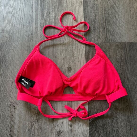 Hurley Bikini Top Neon Pink Peekaboo Cut Out Medium Vacation - Picture 6 of 9